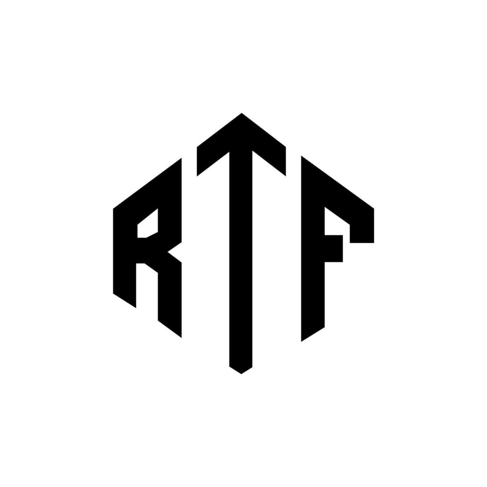 diseño de logotipo de letra rtf con forma de polígono. diseño de logotipo en forma de cubo y polígono rtf. rtf hexágono vector logo plantilla colores blanco y negro. monograma rtf, logotipo comercial y inmobiliario.