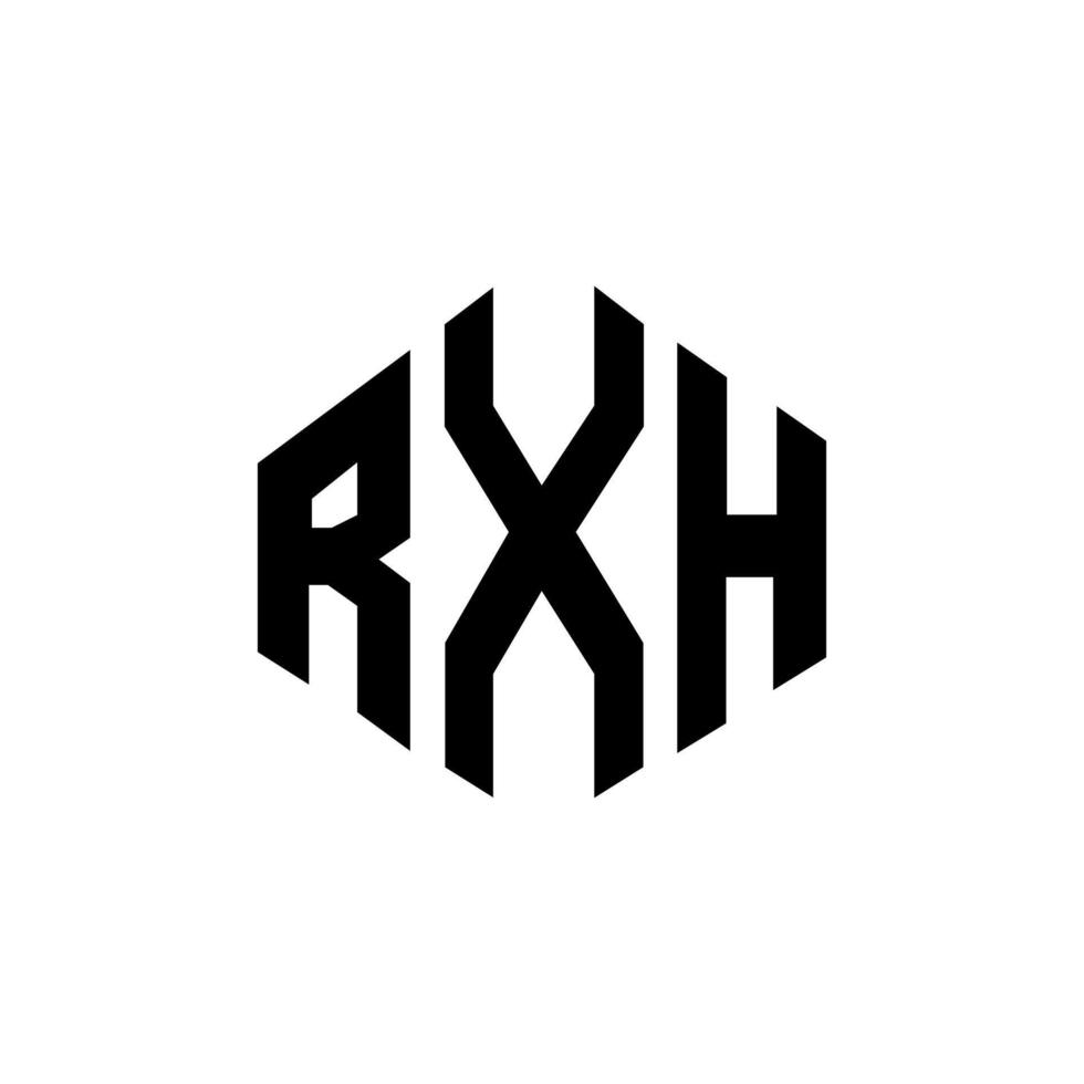 diseño de logotipo de letra rxh con forma de polígono. diseño de logotipo de forma de cubo y polígono rxh. rxh hexágono vector logo plantilla colores blanco y negro. monograma rxh, logotipo comercial e inmobiliario.