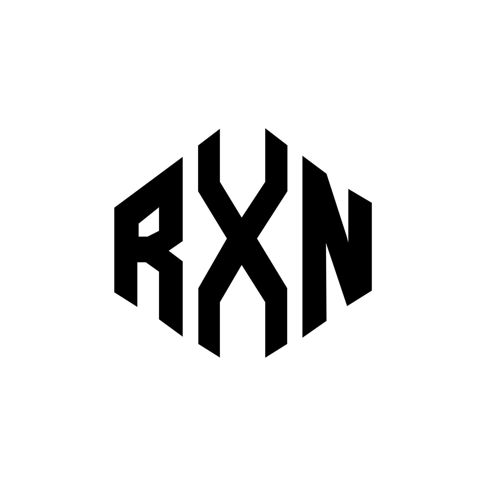 RXN letter logo design with polygon shape. RXN polygon and cube shape