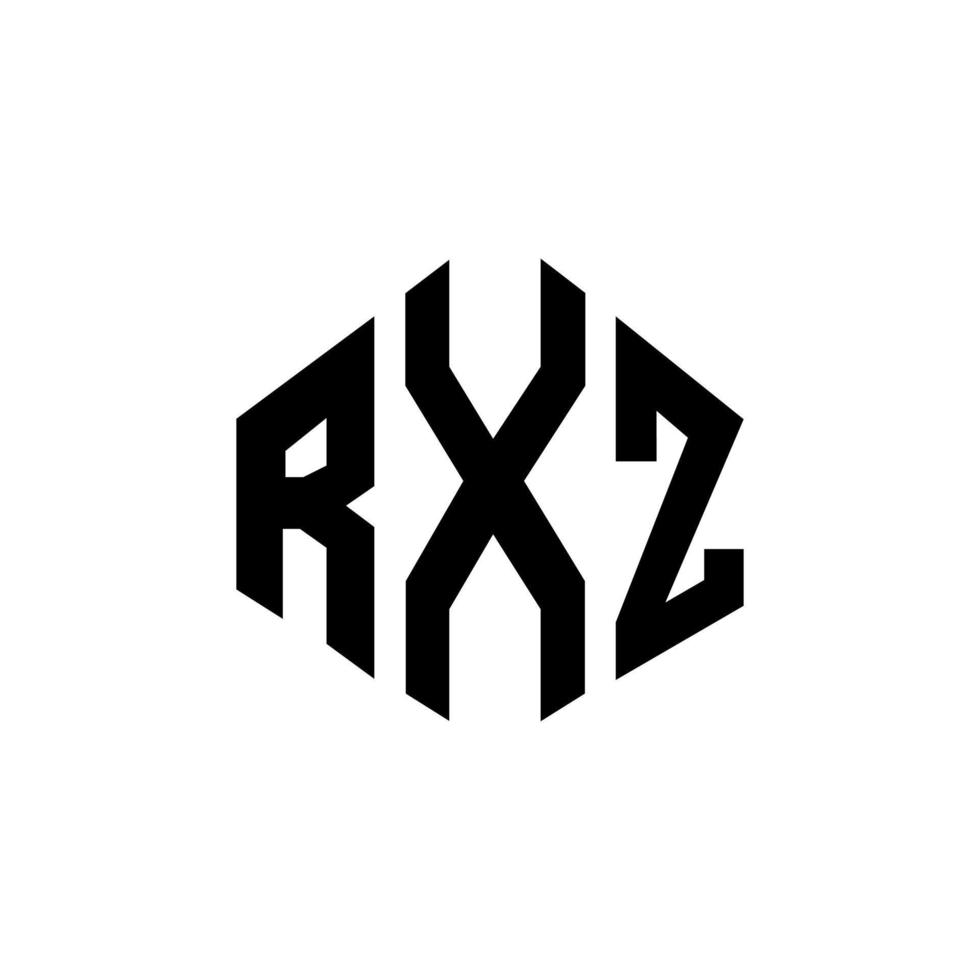 RXZ letter logo design with polygon shape. RXZ polygon and cube shape logo design. RXZ hexagon vector logo template white and black colors. RXZ monogram, business and real estate logo.