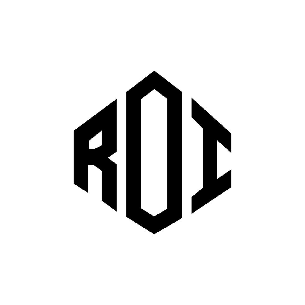 ROI letter logo design with polygon shape. ROI polygon and cube shape logo design. ROI hexagon vector logo template white and black colors. ROI monogram, business and real estate logo.
