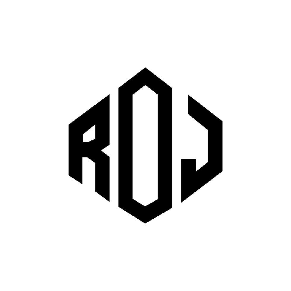 ROJ letter logo design with polygon shape. ROJ polygon and cube shape logo design. ROJ hexagon vector logo template white and black colors. ROJ monogram, business and real estate logo.