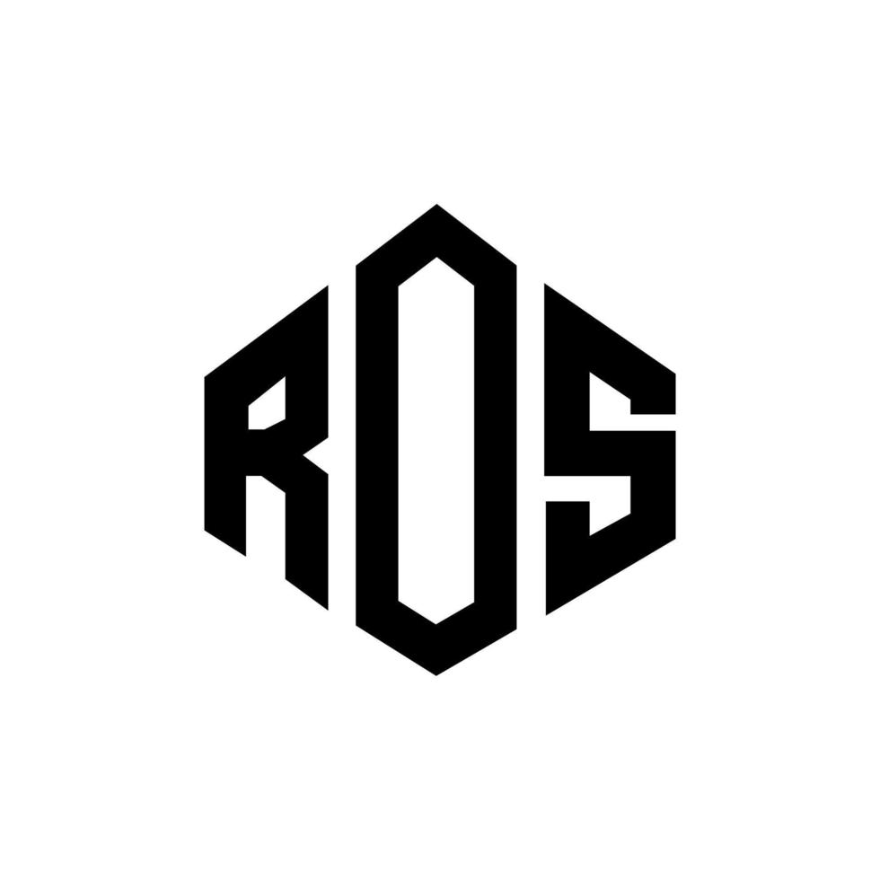 ROS letter logo design with polygon shape. ROS polygon and cube shape logo design. ROS hexagon vector logo template white and black colors. ROS monogram, business and real estate logo.