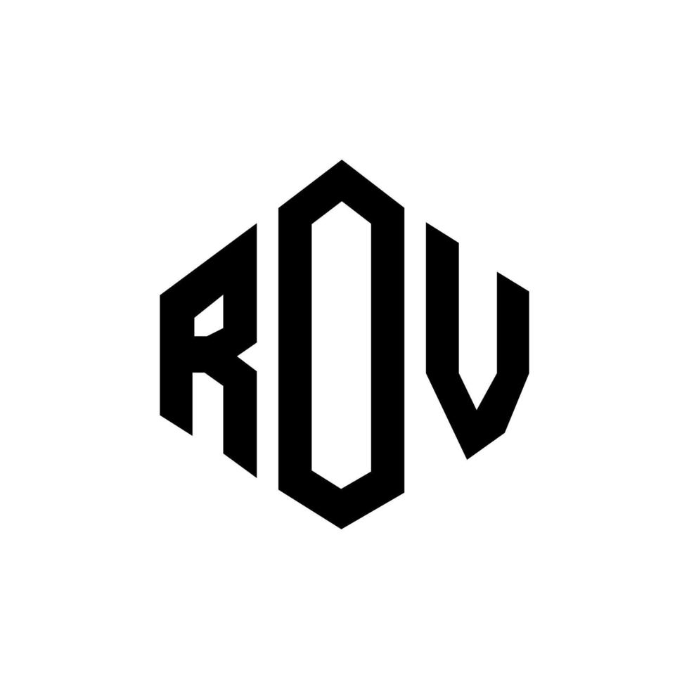 ROV letter logo design with polygon shape. ROV polygon and cube shape logo design. ROV hexagon vector logo template white and black colors. ROV monogram, business and real estate logo.