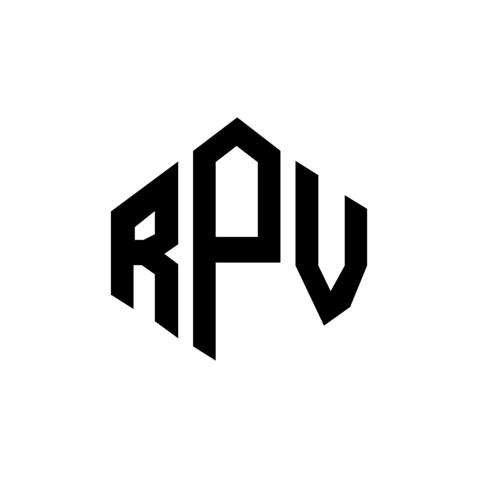 RPV letter logo design with polygon shape. RPV polygon and cube shape logo design. RPV hexagon vector logo template white and black colors. RPV monogram, business and real estate logo.