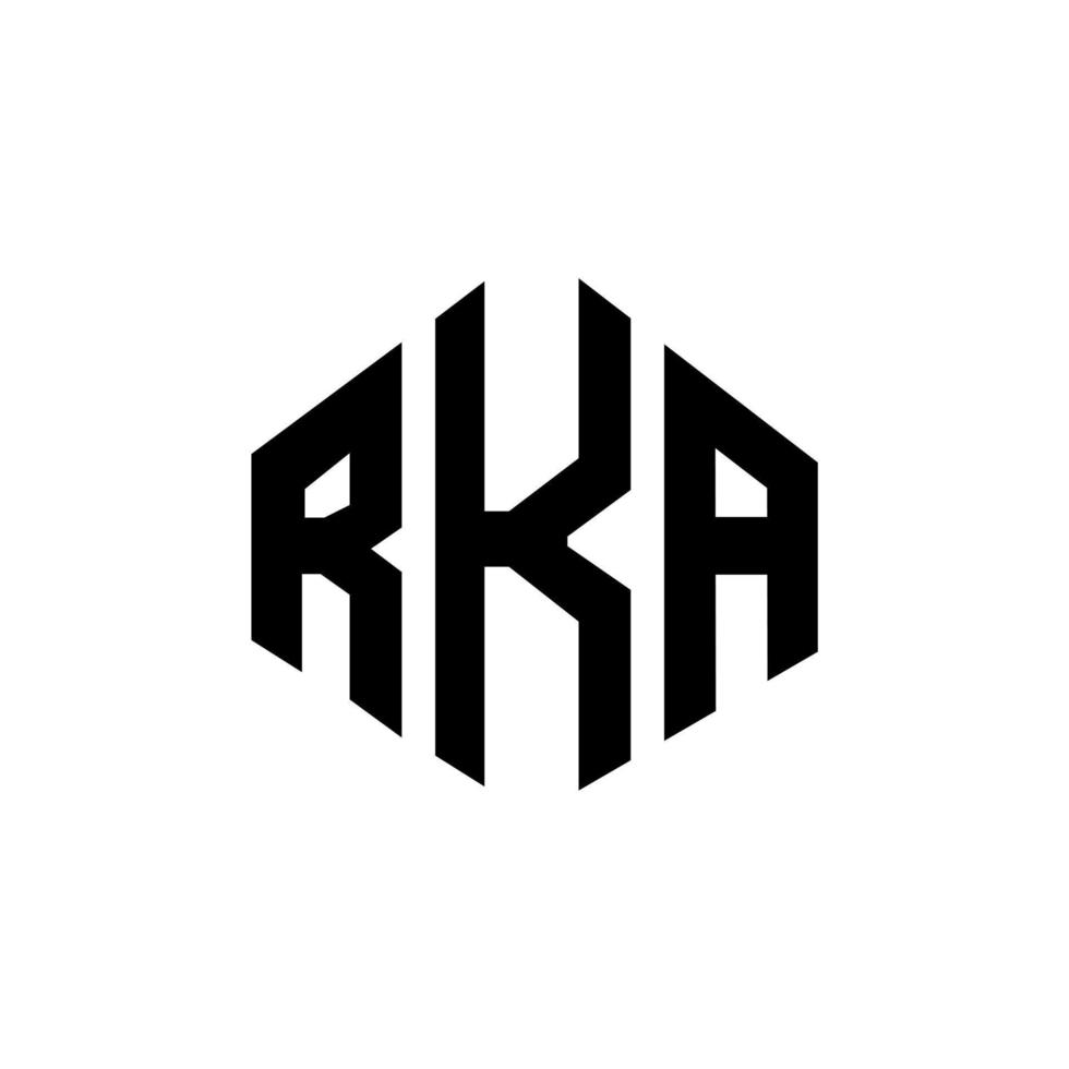 diseño de logotipo de letra rka con forma de polígono. Diseño de logotipo en forma de cubo y polígono rka. rka hexágono vector logo plantilla colores blanco y negro. monograma rka, logotipo empresarial y inmobiliario.