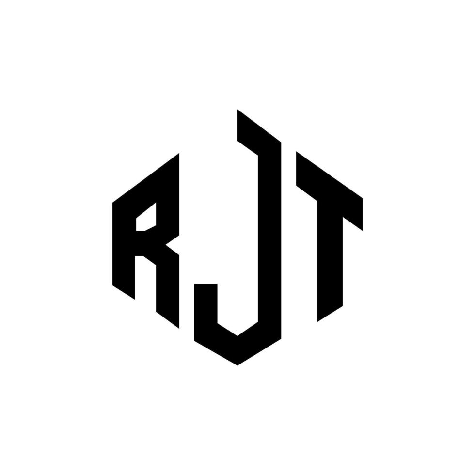 diseño de logotipo de letra rjt con forma de polígono. diseño de logotipo de forma de cubo y polígono rjt. rjt hexágono vector logo plantilla colores blanco y negro. monograma rjt, logotipo comercial e inmobiliario.