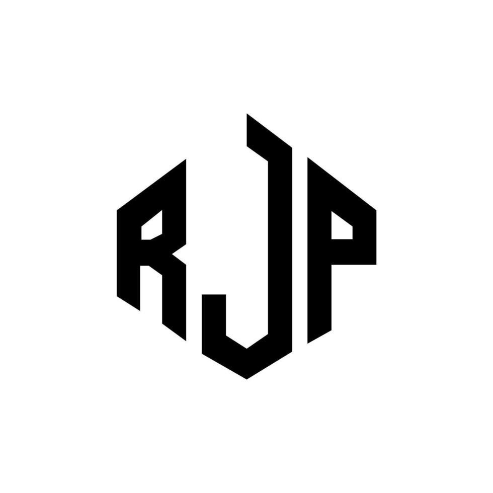 diseño de logotipo de letra rjp con forma de polígono. diseño de logotipo de forma de cubo y polígono rjp. rjp hexágono vector logo plantilla colores blanco y negro. monograma rjp, logotipo comercial e inmobiliario.