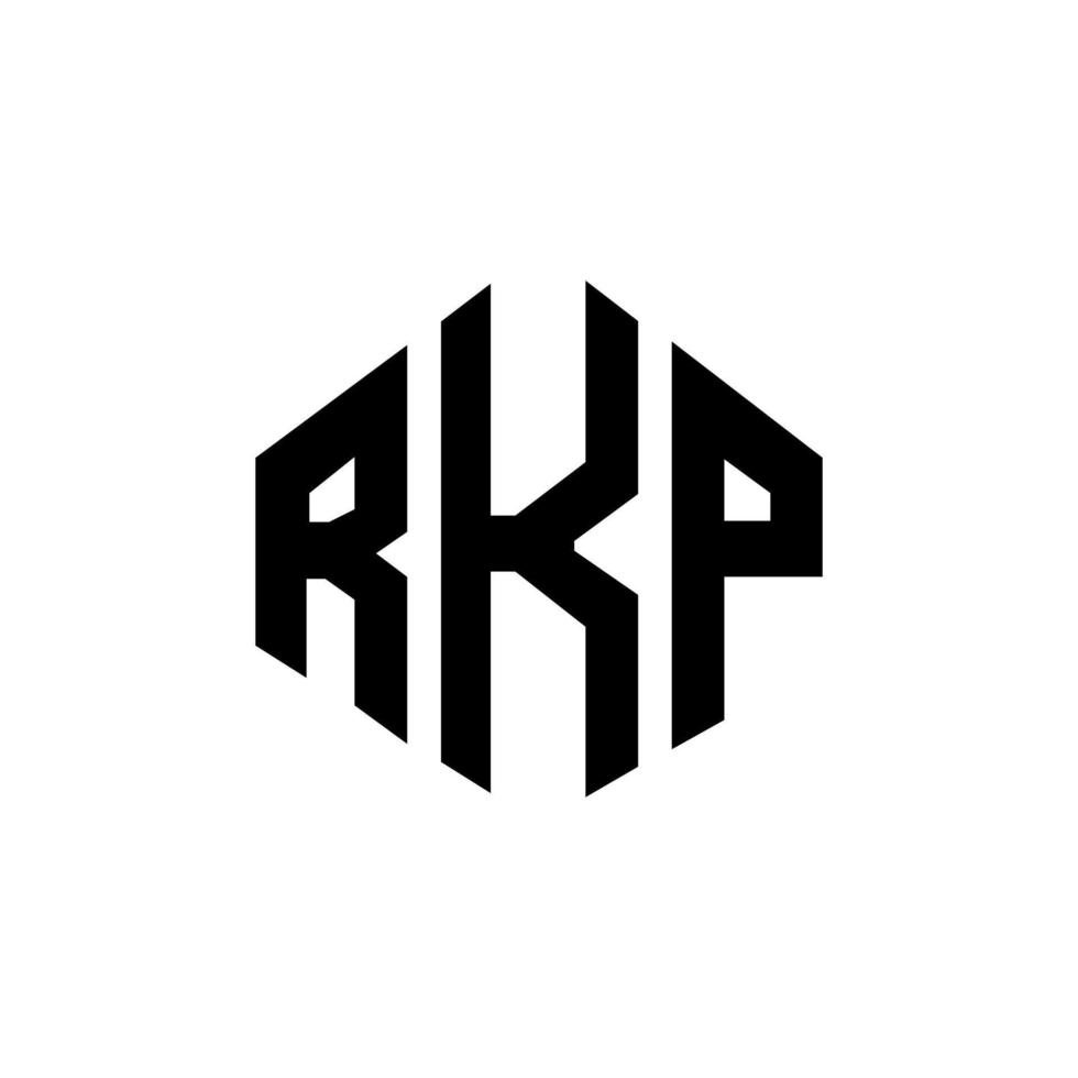 RKP letter logo design with polygon shape. RKP polygon and cube shape logo design. RKP hexagon vector logo template white and black colors. RKP monogram, business and real estate logo.