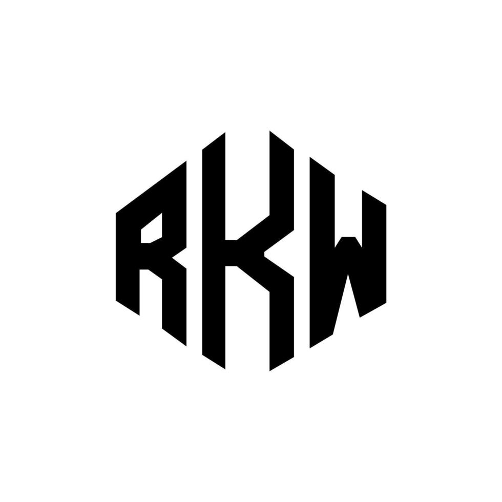 diseño de logotipo de letra rkw con forma de polígono. Diseño de logotipo en forma de cubo y polígono rkw. rkw hexágono vector logo plantilla colores blanco y negro. monograma rkw, logotipo comercial e inmobiliario.