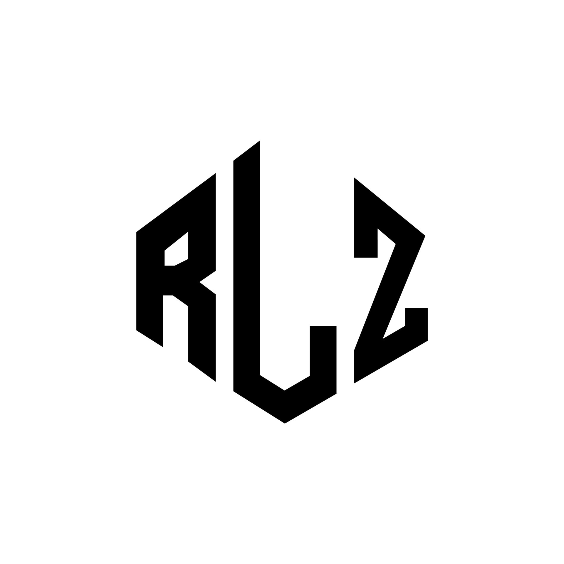 RLZ letter logo design with polygon shape. RLZ polygon and cube shape