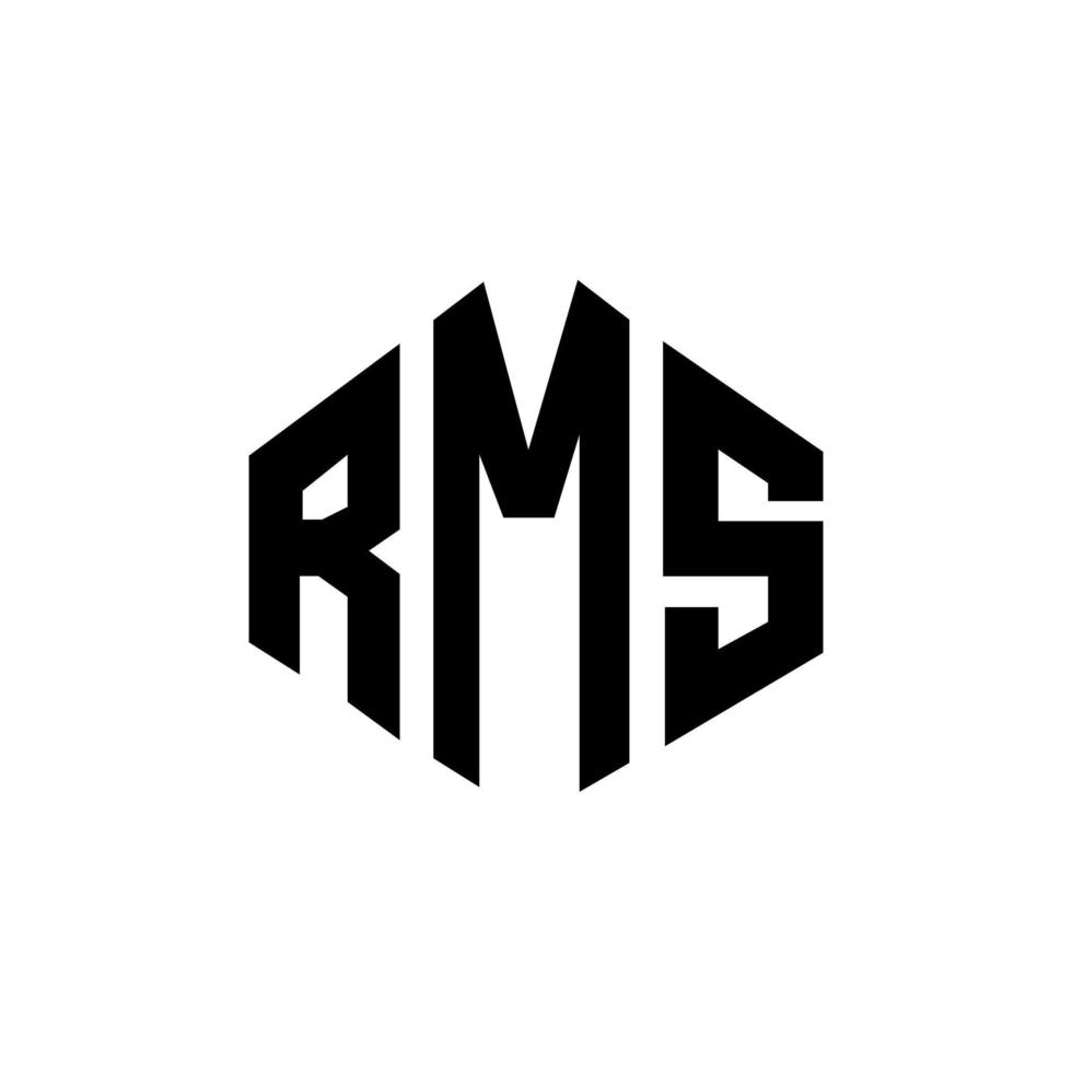 RMS letter logo design with polygon shape. RMS polygon and cube shape logo design. RMS hexagon vector logo template white and black colors. RMS monogram, business and real estate logo.