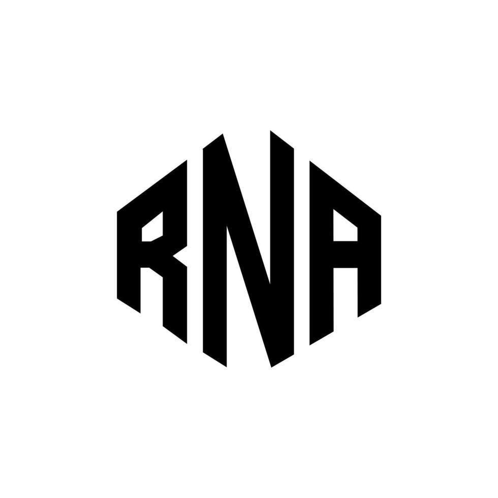 RNA letter logo design with polygon shape. RNA polygon and cube shape logo design. RNA hexagon vector logo template white and black colors. RNA monogram, business and real estate logo.