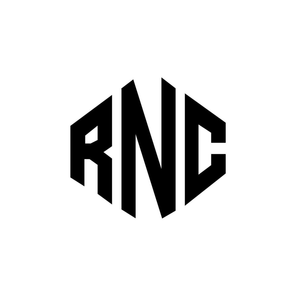 RNC letter logo design with polygon shape. RNC polygon and cube shape logo design. RNC hexagon vector logo template white and black colors. RNC monogram, business and real estate logo.