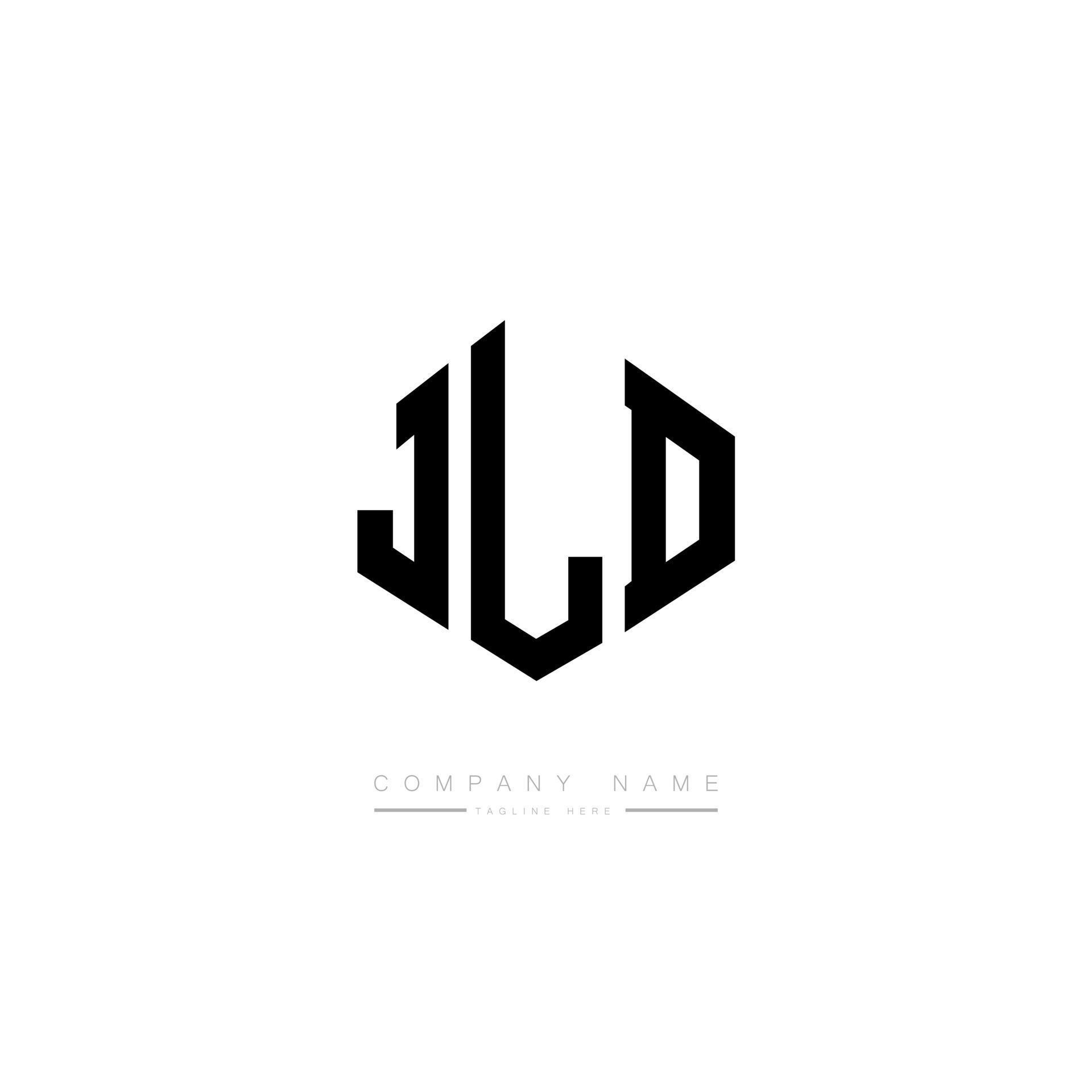 JLD letter logo design with polygon shape. JLD polygon and cube shape