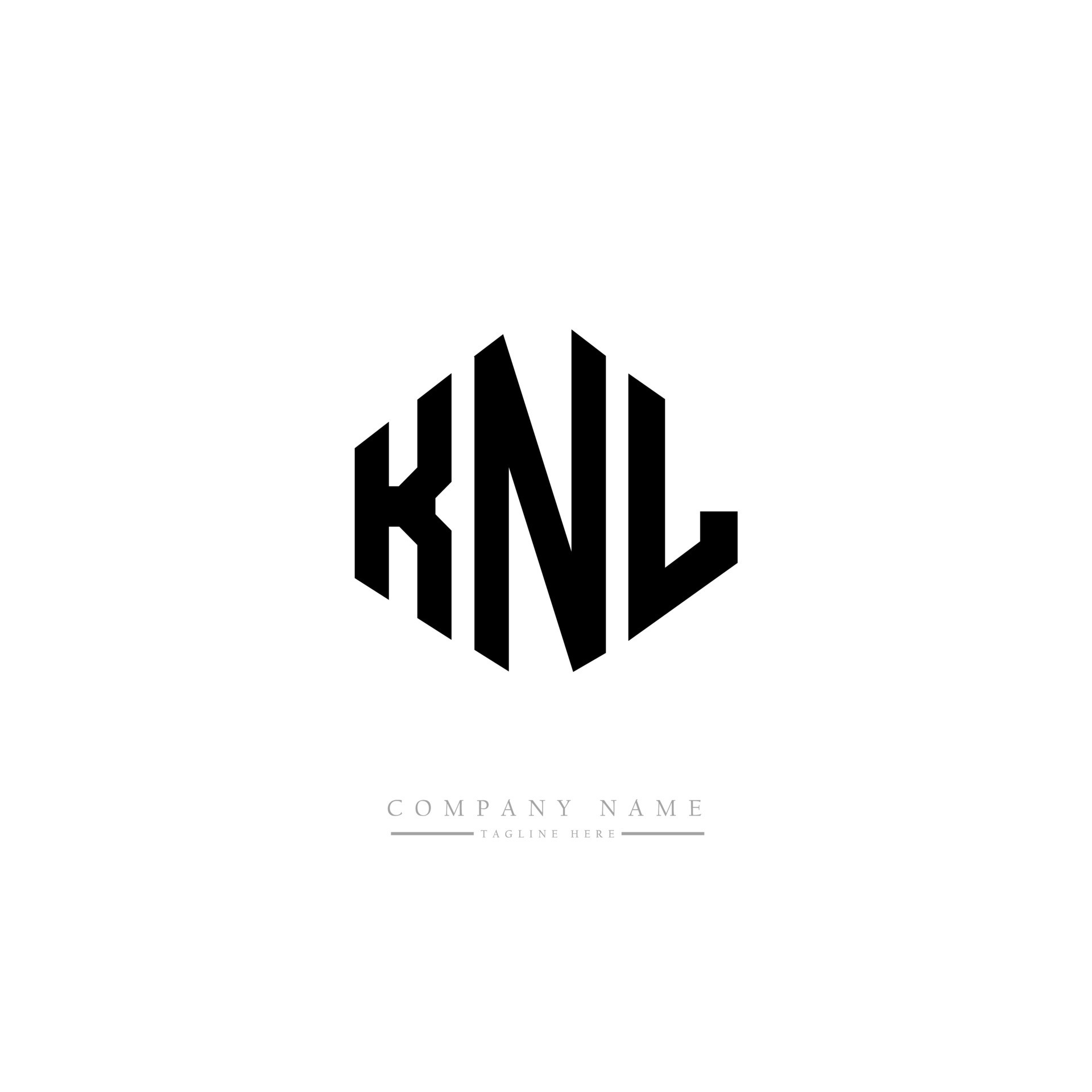 KNL letter logo design with polygon shape. KNL polygon and cube shape