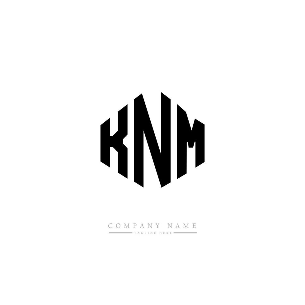 diseño de logotipo de letra knm con forma de polígono. diseño de logotipo en forma de cubo y polígono knm. plantilla de logotipo vectorial hexagonal knm colores blanco y negro. monograma knm, logotipo comercial e inmobiliario. vector