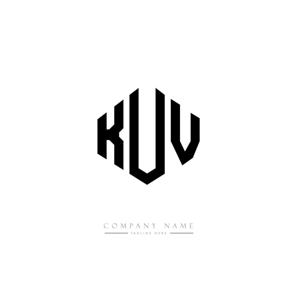 KUV letter logo design with polygon shape. KUV polygon and cube shape logo design. KUV hexagon vector logo template white and black colors. KUV monogram, business and real estate logo.