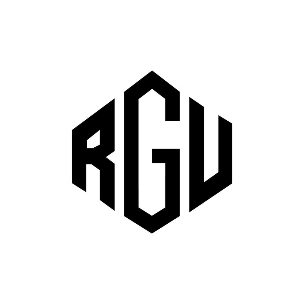 RGU letter logo design with polygon shape. RGU polygon and cube shape logo design. RGU hexagon vector logo template white and black colors. RGU monogram, business and real estate logo.