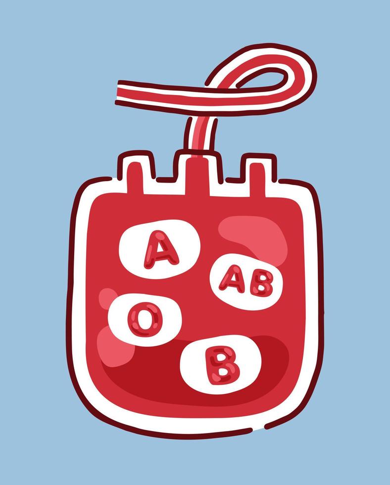 blood bag with blood type sign inside vector