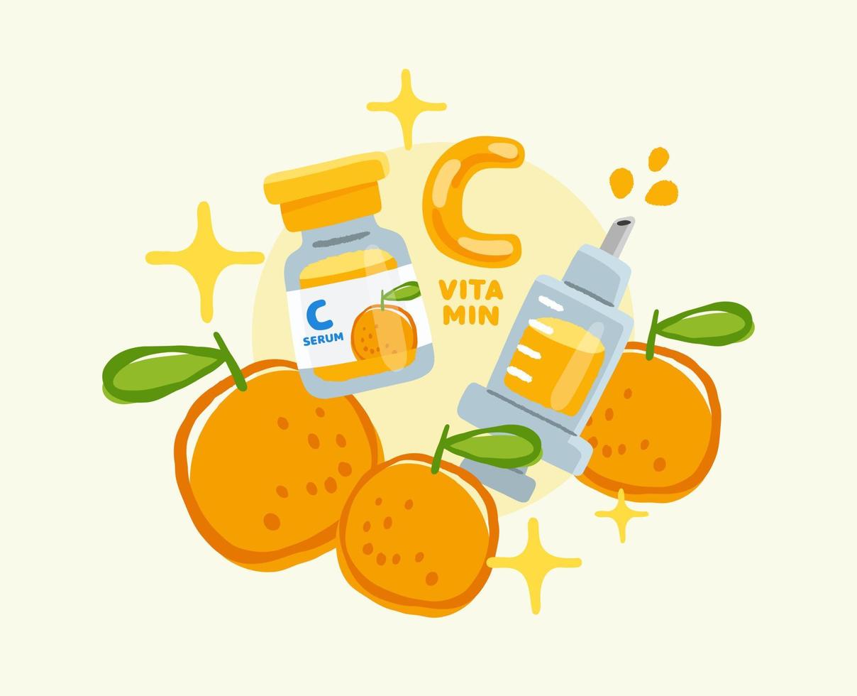 suero de vitamina c con jeringa para tratamiento de belleza vector