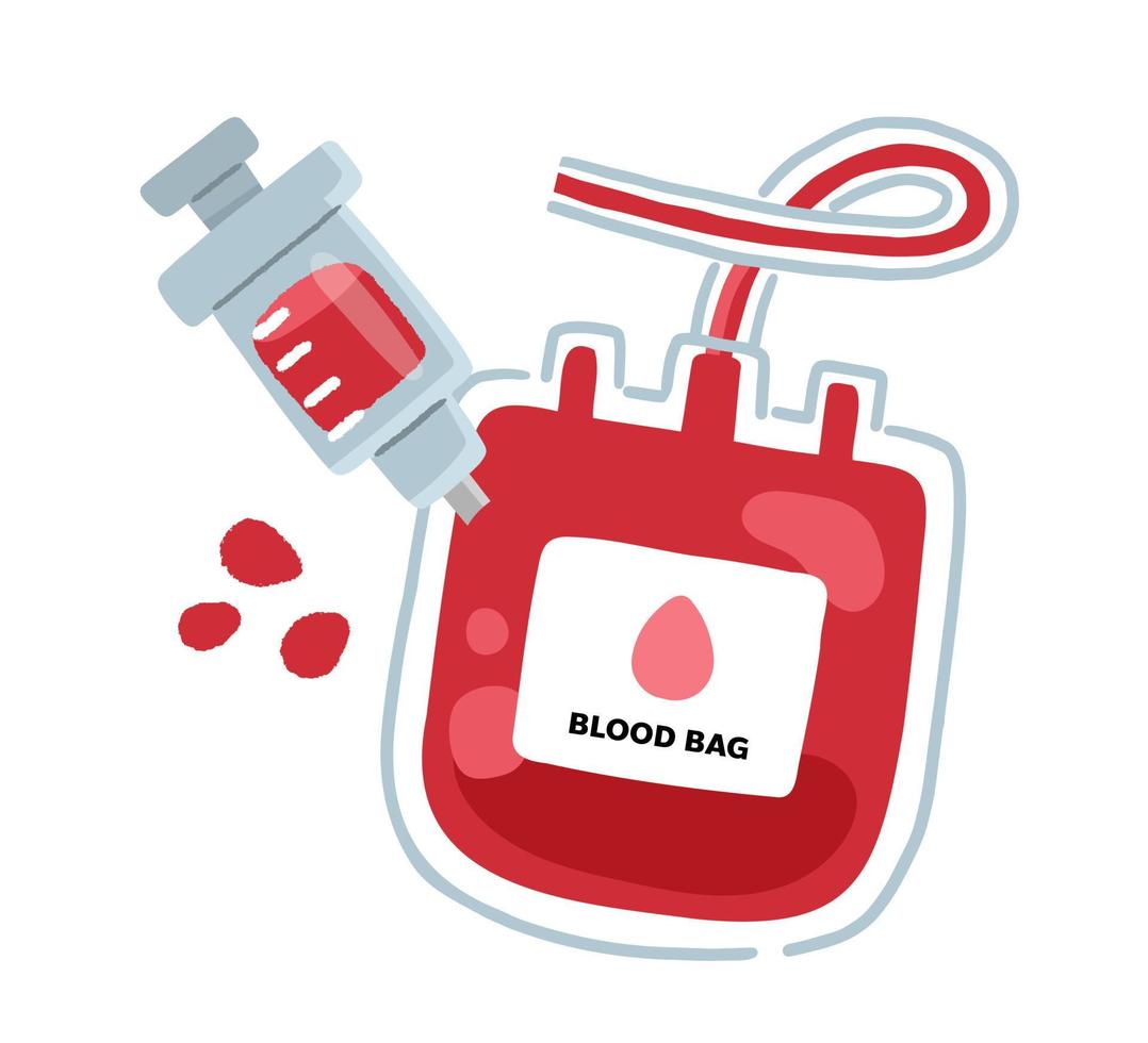 syringe injecting to blood bag donation vector