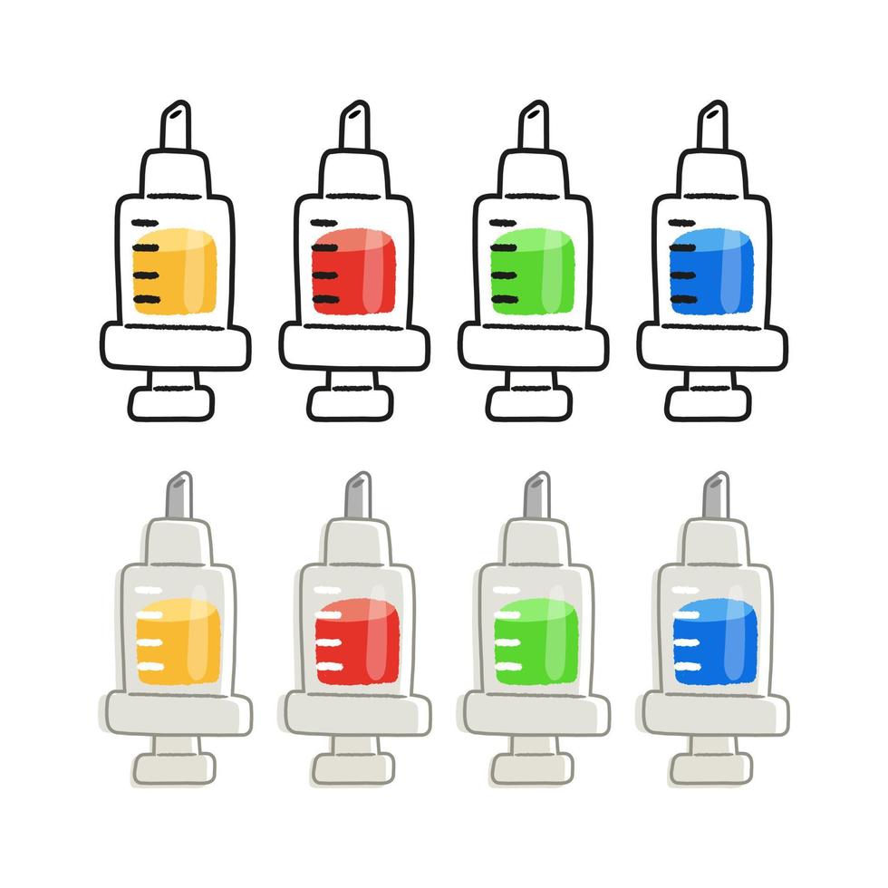 full syringe color variation line art vector