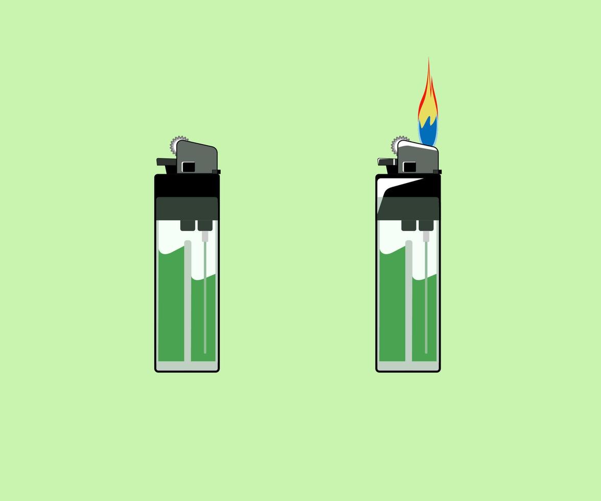 ilustration two lighter with fire vector