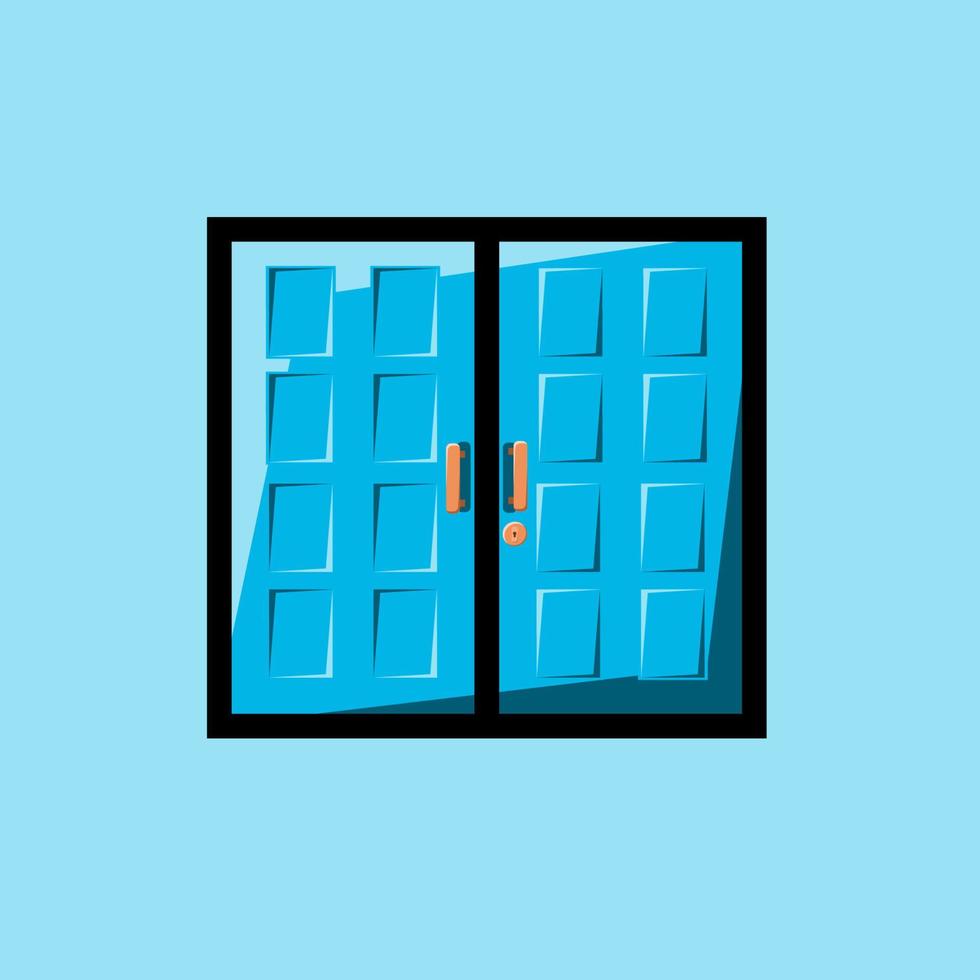 ilustración vectorial dos puertas grandes con color azul vector