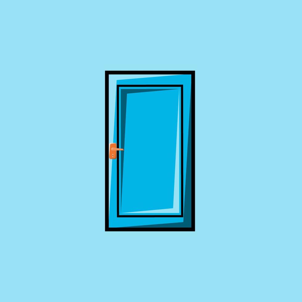 ilustration simple blue door with one square vector