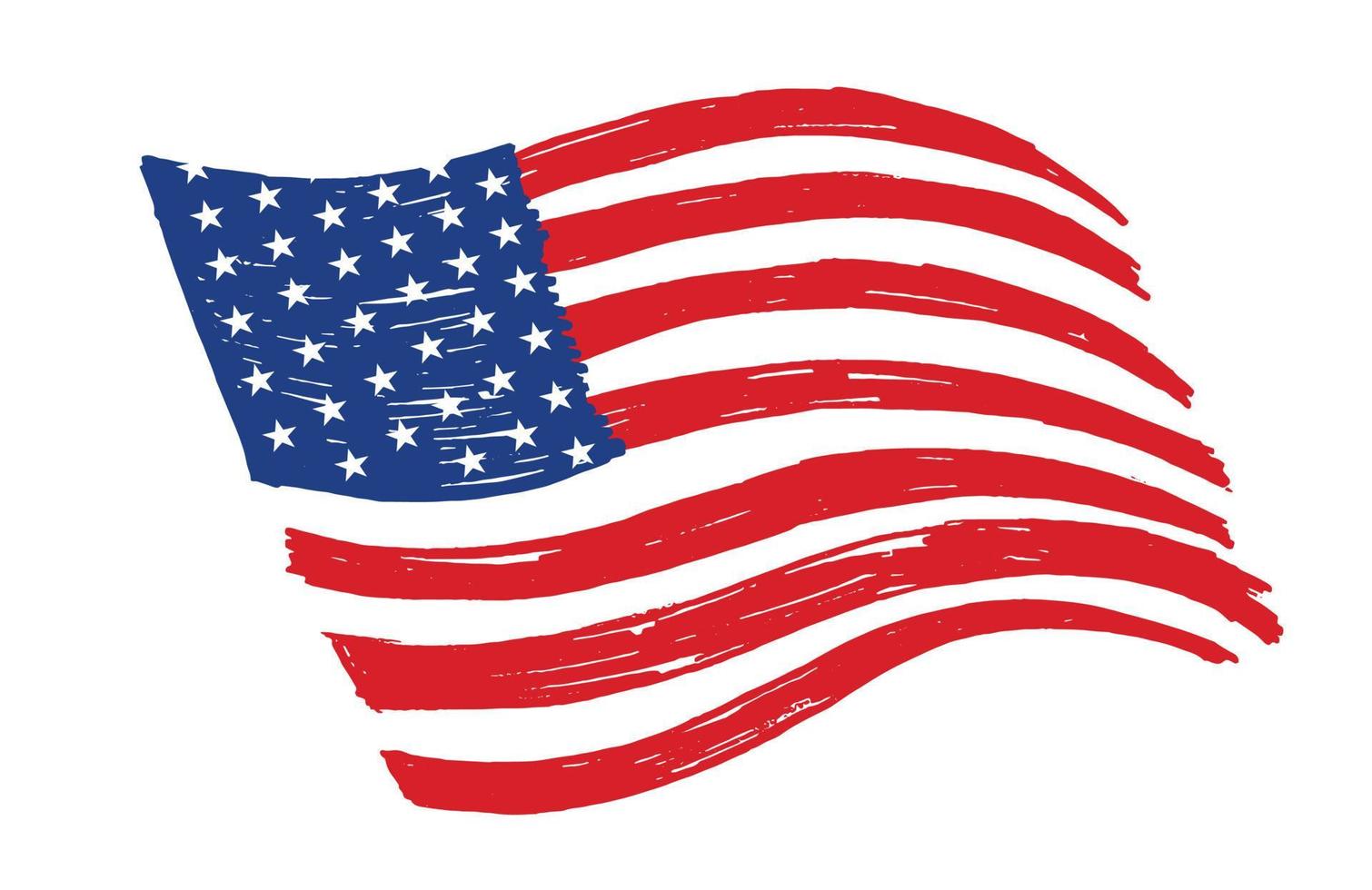 American flag with brush paint textured vector