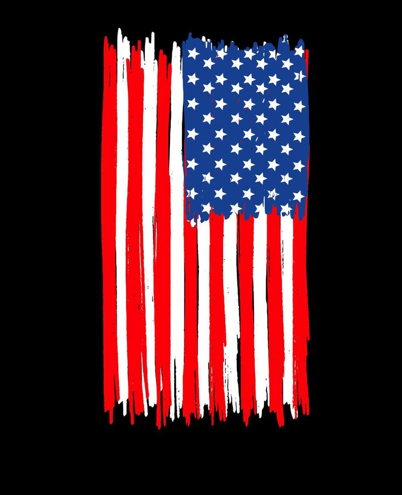 bandera americana con textura de pintura de pincel vector