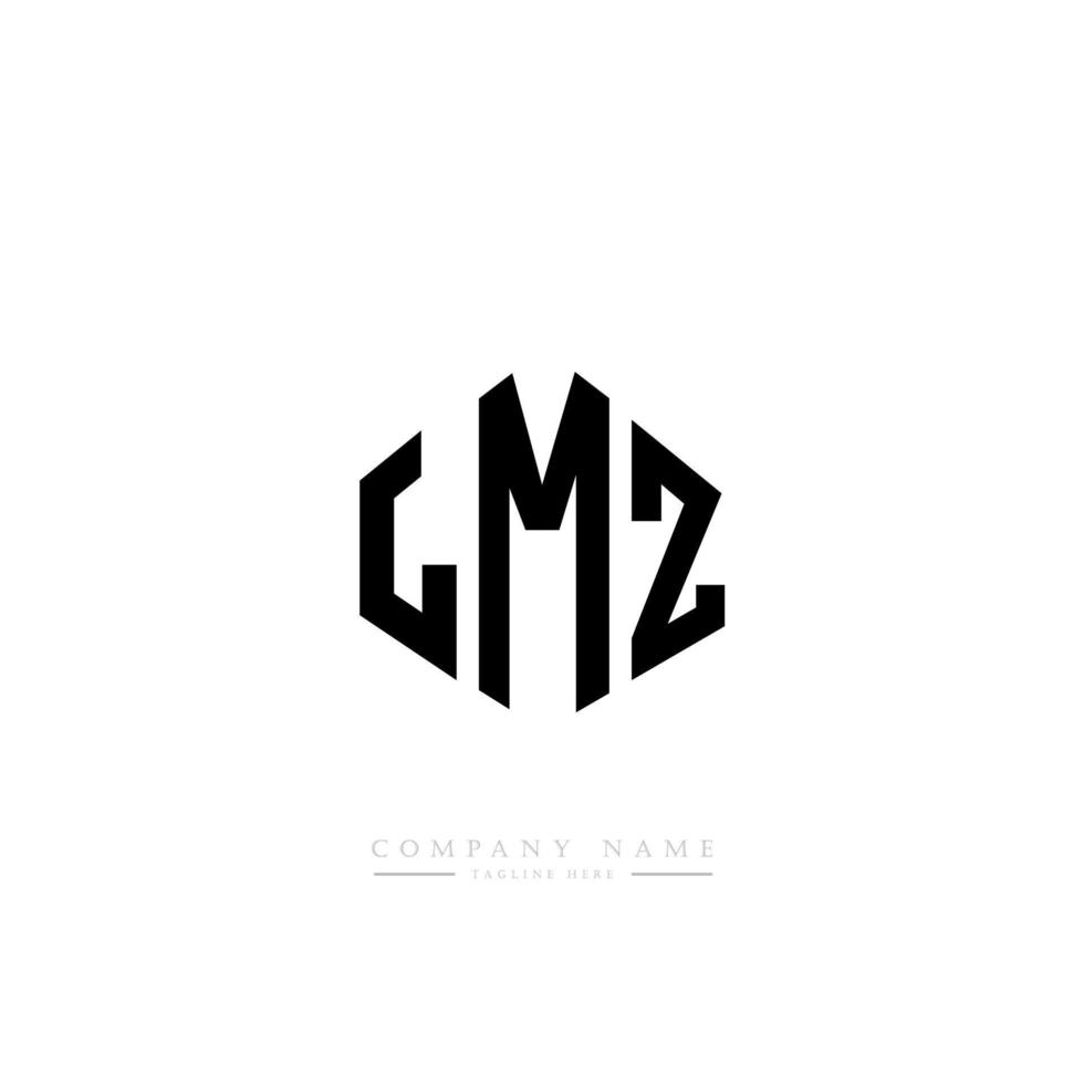 Diseño de logotipo de letra lmz con forma de polígono. Diseño de logotipo en forma de cubo y polígono lmz. lmz hexágono vector logo plantilla colores blanco y negro. Monograma lmz, logotipo empresarial y inmobiliario.