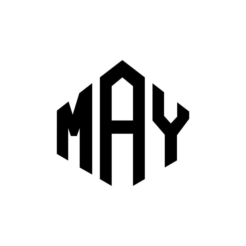 diseño de logotipo con letras de mayo con forma de polígono. puede diseñar el logotipo en forma de polígono y cubo. mayo hexágono vector logo plantilla colores blanco y negro. puede monograma, logotipo comercial e inmobiliario.