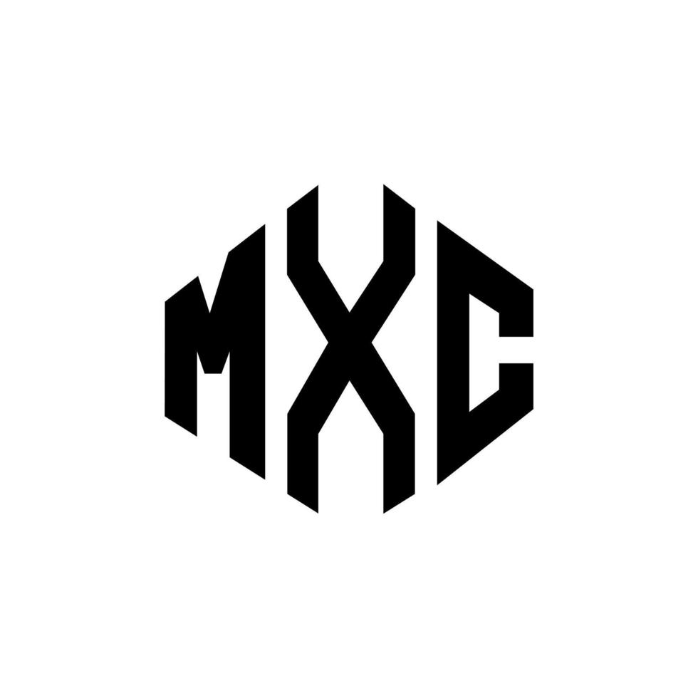 MXC letter logo design with polygon shape. MXC polygon and cube shape logo design. MXC hexagon vector logo template white and black colors. MXC monogram, business and real estate logo.