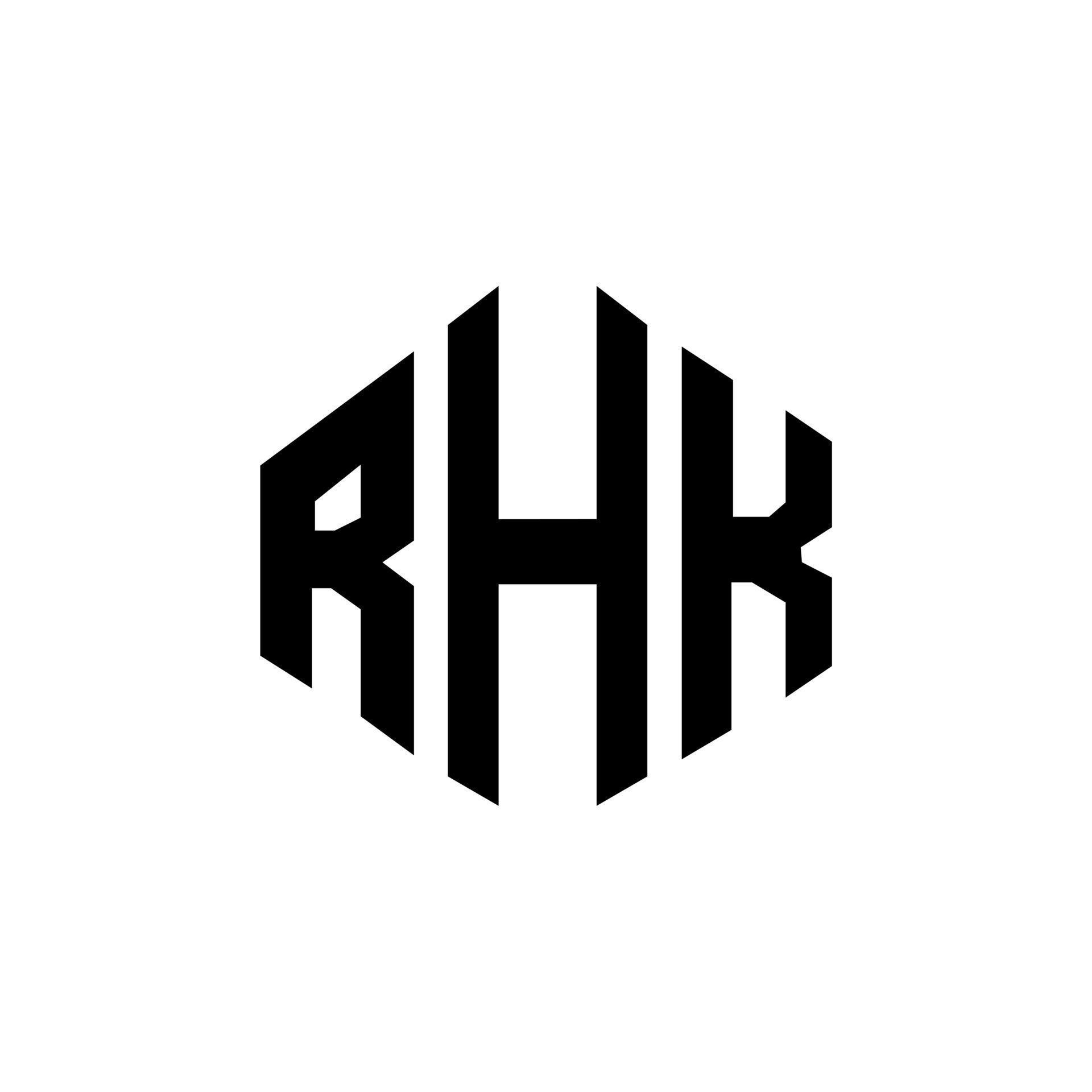 diseño de logotipo de letra rhk con forma de polígono. diseño de