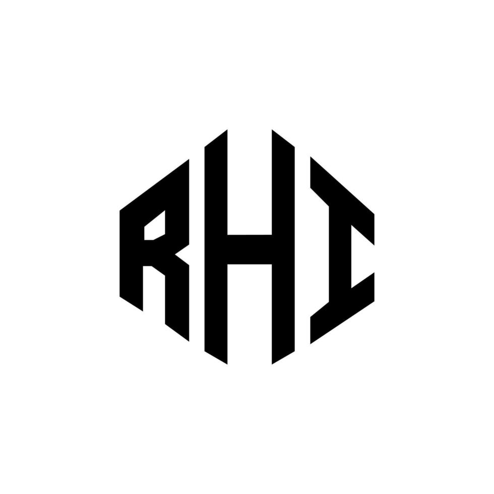 diseño de logotipo de letra rhi con forma de polígono. diseño de logotipo en forma de cubo y polígono rhi. rhi hexágono vector logo plantilla colores blanco y negro. monograma rhi, logotipo comercial e inmobiliario.