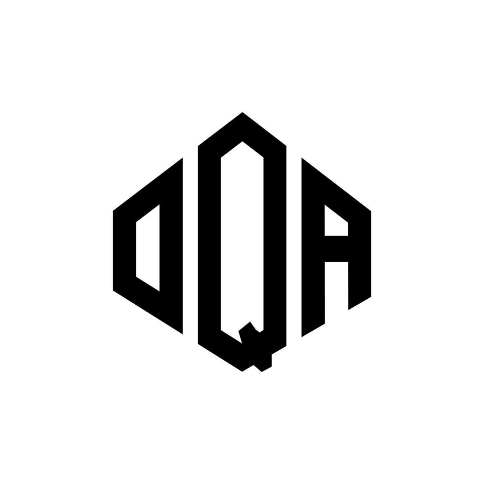 OQA letter logo design with polygon shape. OQA polygon and cube shape logo design. OQA hexagon vector logo template white and black colors. OQA monogram, business and real estate logo.