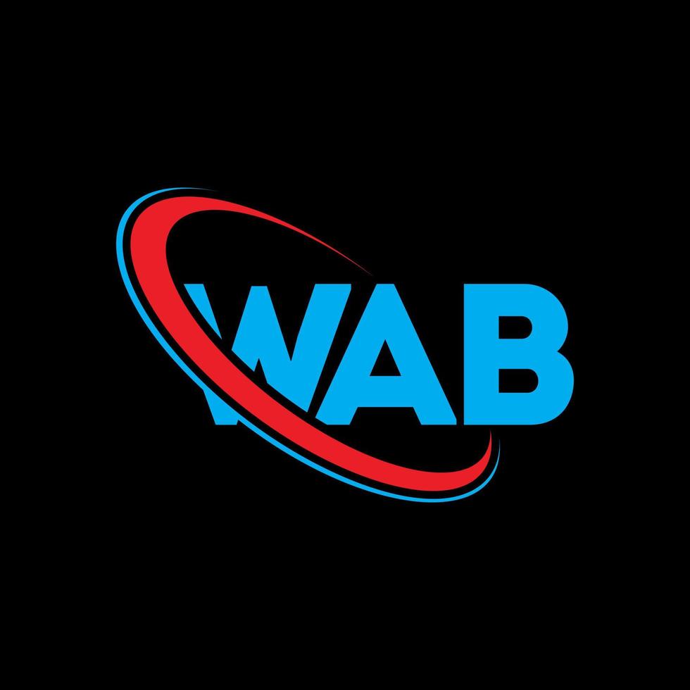 WAB logo. WAB letter. WAB letter logo design. Initials WAB logo linked with circle and uppercase monogram logo. WAB typography for technology, business and real estate brand. vector