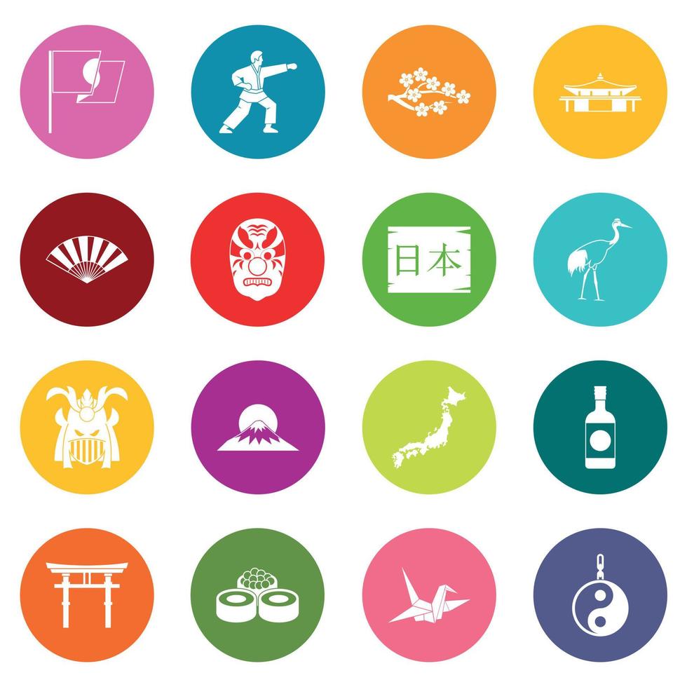 conjunto de iconos de japón muchos colores vector