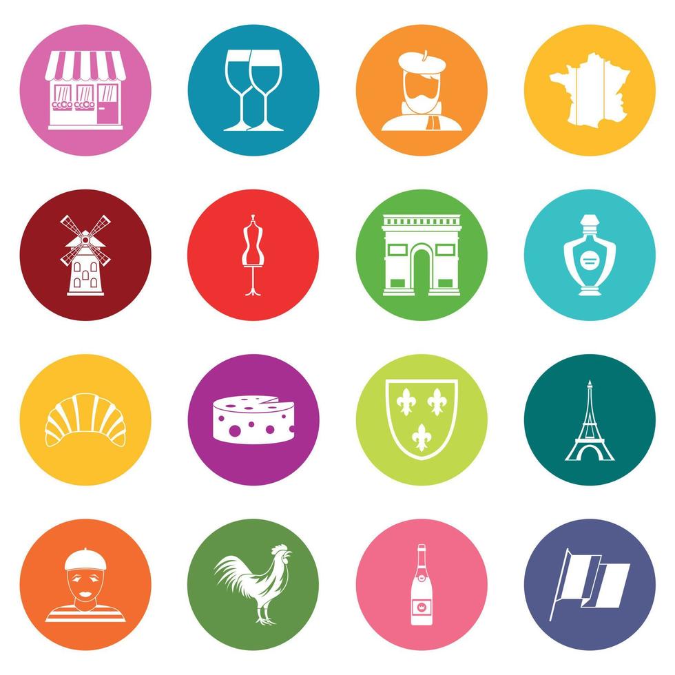 France travel icons many colors set vector