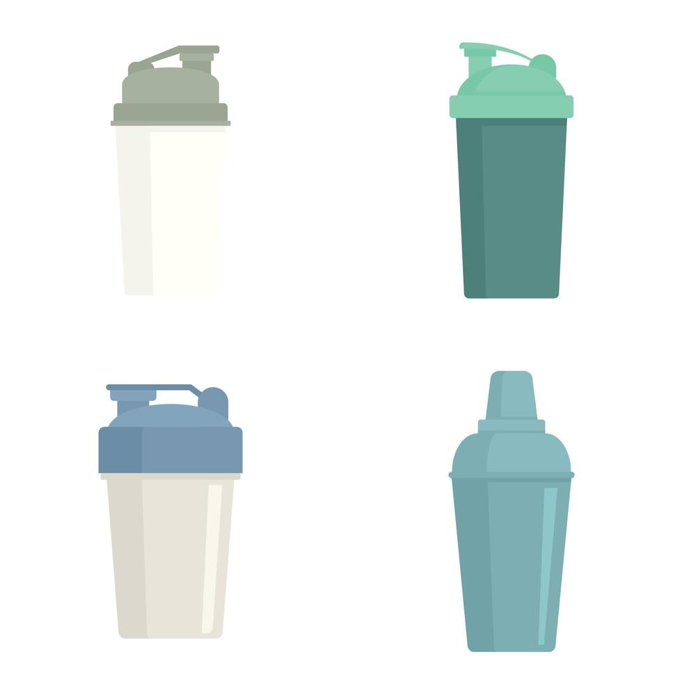Shaker icons set flat vector isolated