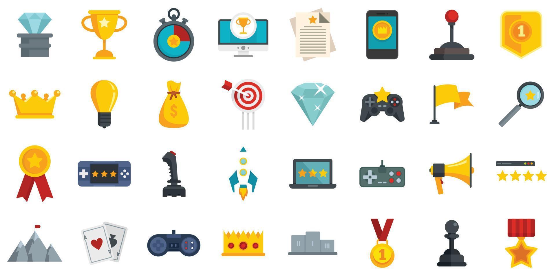 iconos de gamificación conjunto vector plano aislado