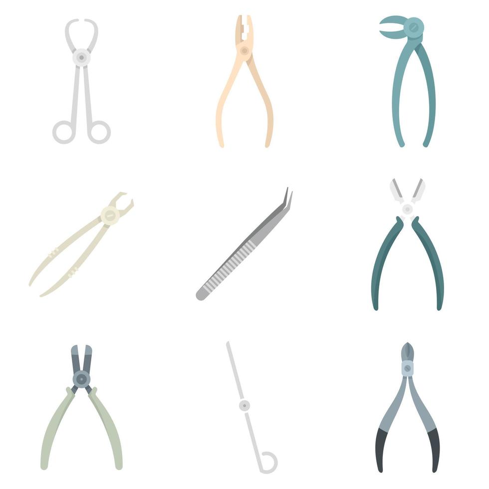 Forceps icons set flat vector isolated