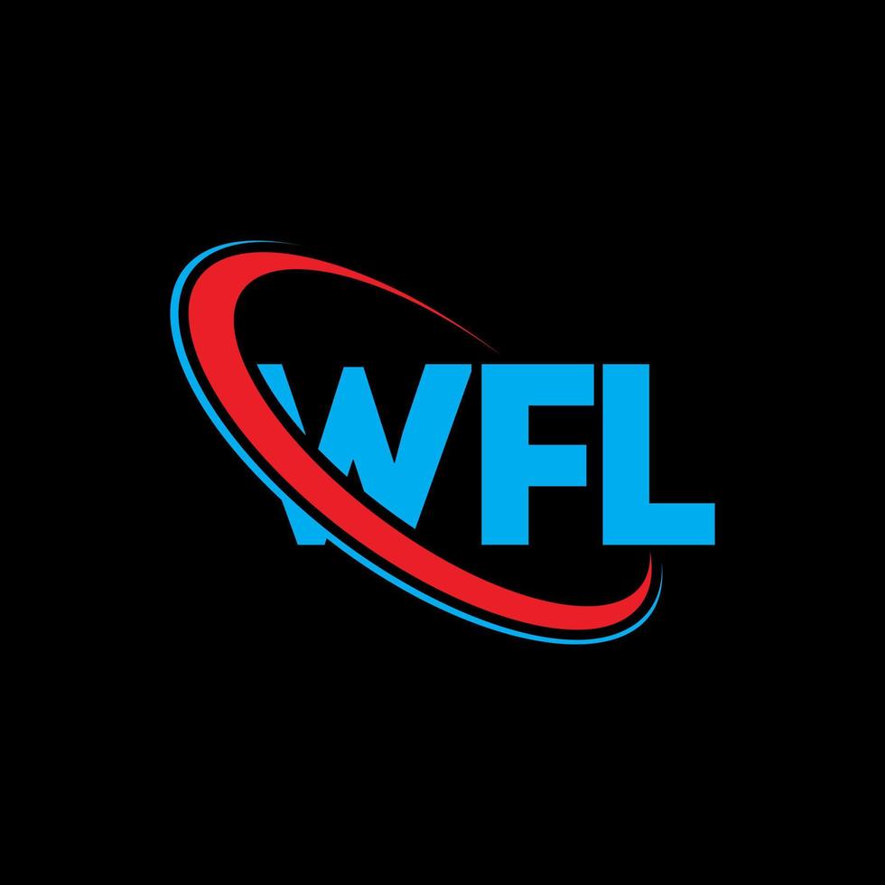 logotipo de la wfl. carta wfl. diseño del logotipo de la letra wfl. logotipo de iniciales wfl vinculado con círculo y logotipo de monograma en mayúsculas. tipografía wfl para tecnología, negocios y marca inmobiliaria. vector