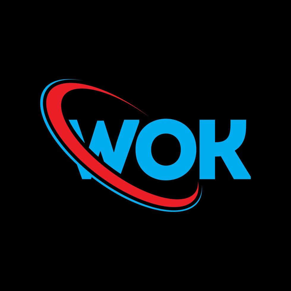 logotipo de wok. carta de trabajo diseño de logotipo de letra wok. logotipo de wok de iniciales vinculado con círculo y logotipo de monograma en mayúsculas. tipografía wok para tecnología, negocios y marca inmobiliaria. vector