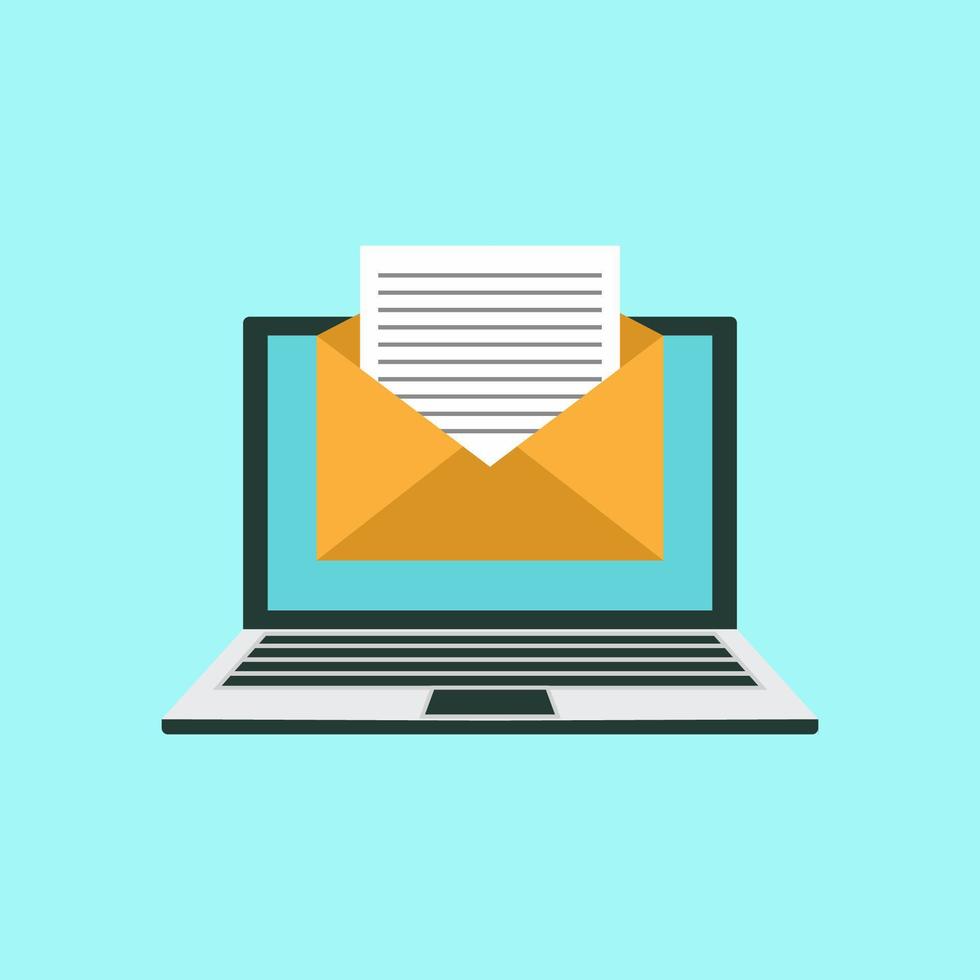 Laptop monitor and advertising envelope came to email vector