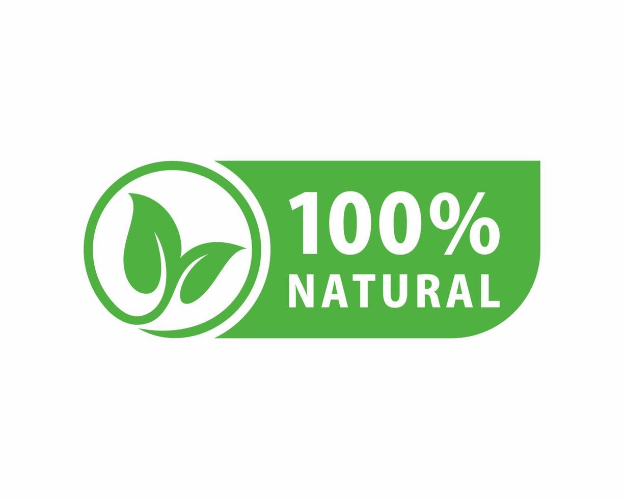 vector de insignia de etiqueta adhesiva 100 por ciento natural, vector 100 por ciento orgánico, vector de sello 100 por ciento natural