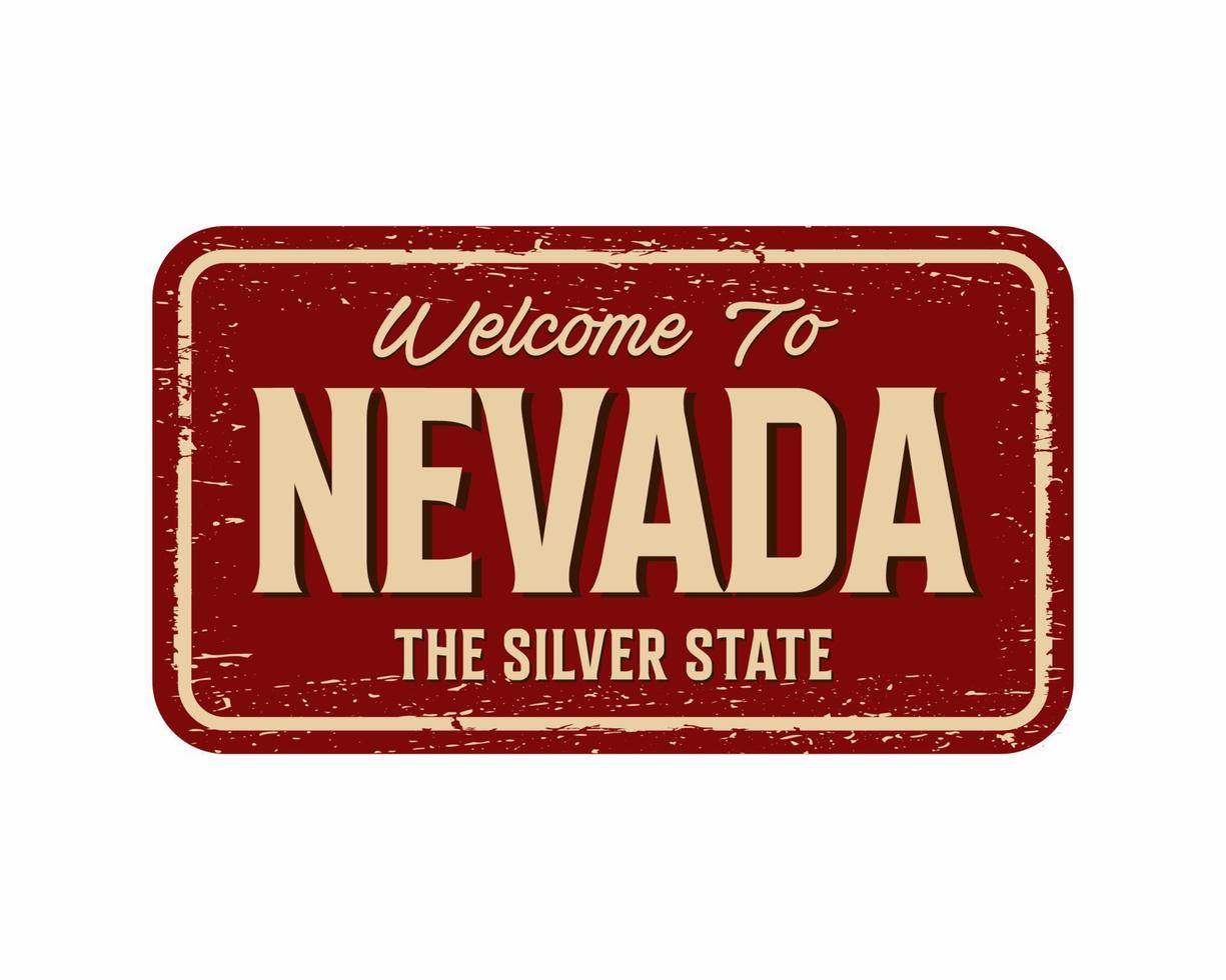 una ilustración de una bienvenida a nevada el signo del estado plateado aislado en un fondo blanco vector