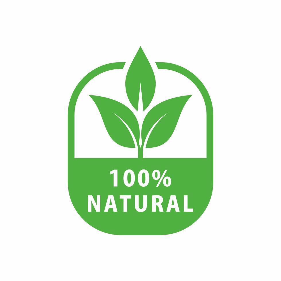 vector de insignia de etiqueta adhesiva 100 por ciento natural, vector 100 por ciento orgánico, vector de sello 100 por ciento natural